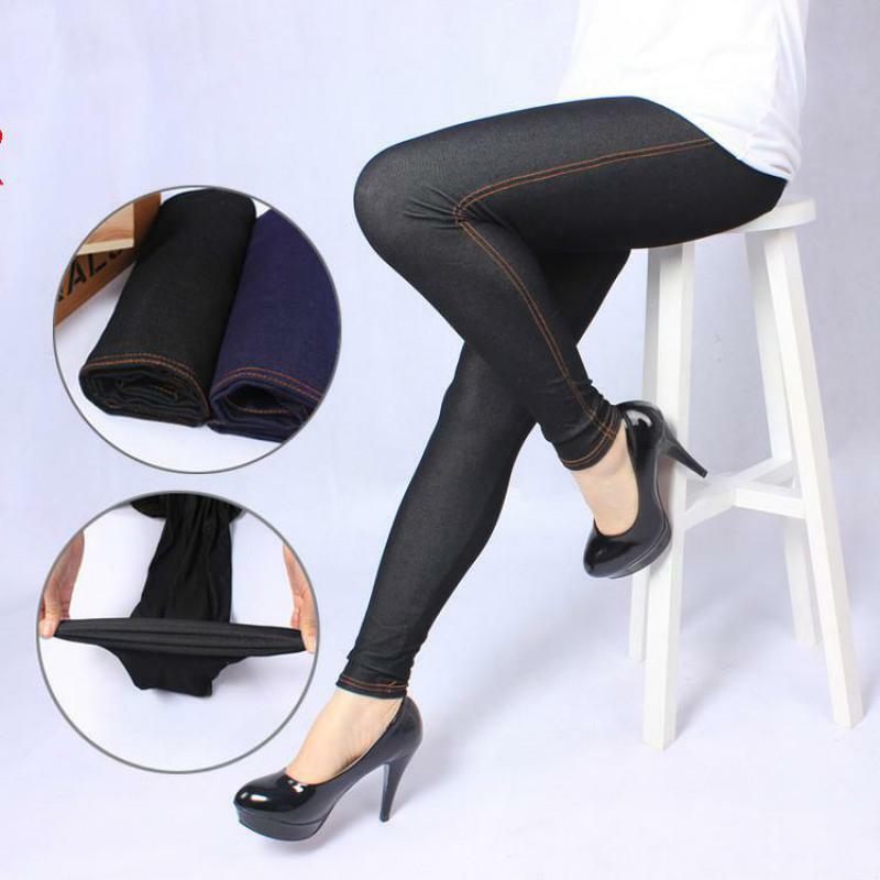 Imitation cowboy Large Size High elasticity Hot Womens Nine pants Leggings Clothes  Spring and autumn High Quality pants 5XL