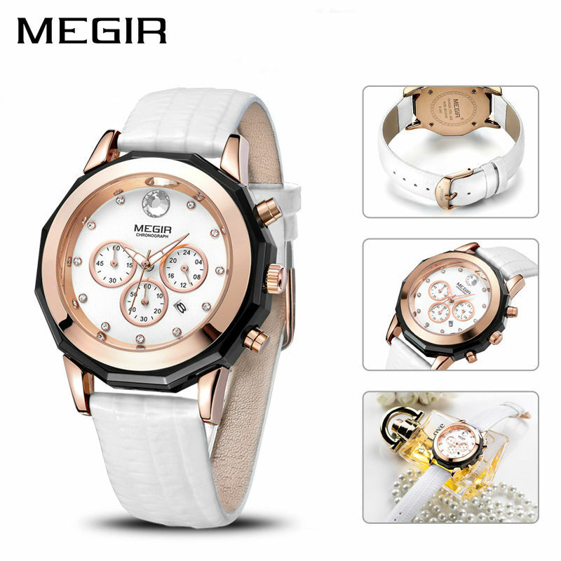 MEGIR – montre de luxe pour femmes, marque de luxe, chronographe, mode cuir, montre-bracelet à Quartz pour filles, amoureux de la robe, horloge 2042