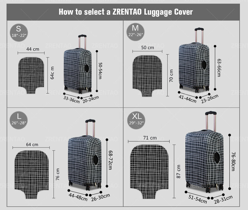 ZRENTAO przeciwzmarszczkowy pokrowiec na bagaż podręczny elastyczny wózek pokrowiec ochronny na walizkę 3D Musical spersonalizowane akcesoria podróżne