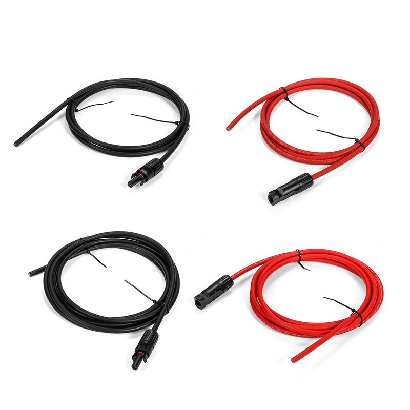 KINCO 1 Pair Solar Panel Extension Cable Copper Wire Black and Red with for  Connector Solar PV Cable 6mm 10AWG
