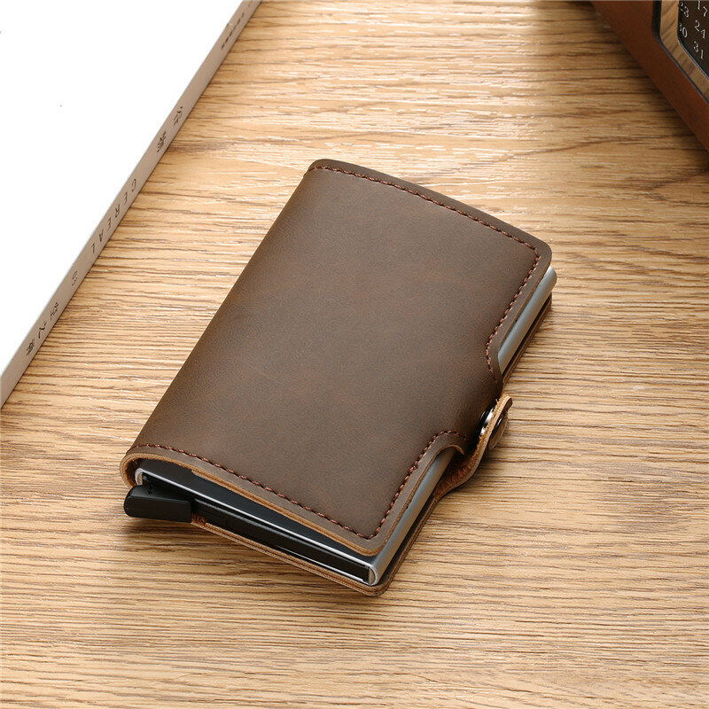 ZOVYVOL 2021 Frauen und Männer RFID Brieftaschen Haspe Vintage Business ID Halter Einzigen Box Neue PU Leder Kreditkarte Halter karte Fall