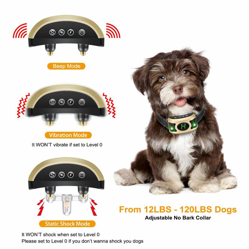 Breathing Light Dog Bark Collar with Beep Vibration Harmless Shock Large Medium and Small Dogs Dog Training Equipment De Shock
