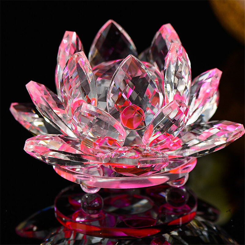 Flor de Loto de cristal de cuarzo, 40mm, artesanías, pisapapeles, Fengshui, adornos, figuritas, recuerdo para el hogar, decoración para fiesta de boda, regalos