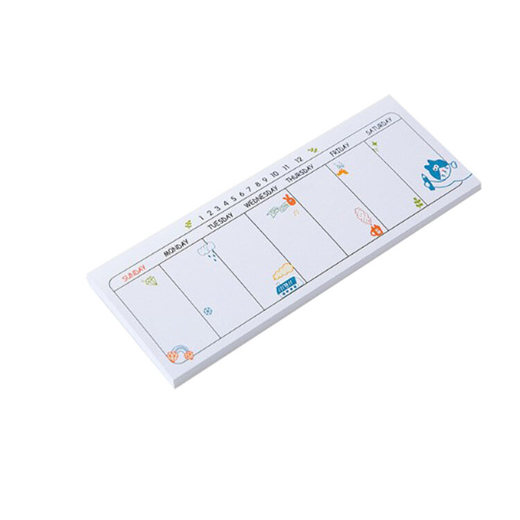 1pc Creative Planner Diary Memo Pads Stationery Cartoon Post-it Notes Week Plan Scratchpad