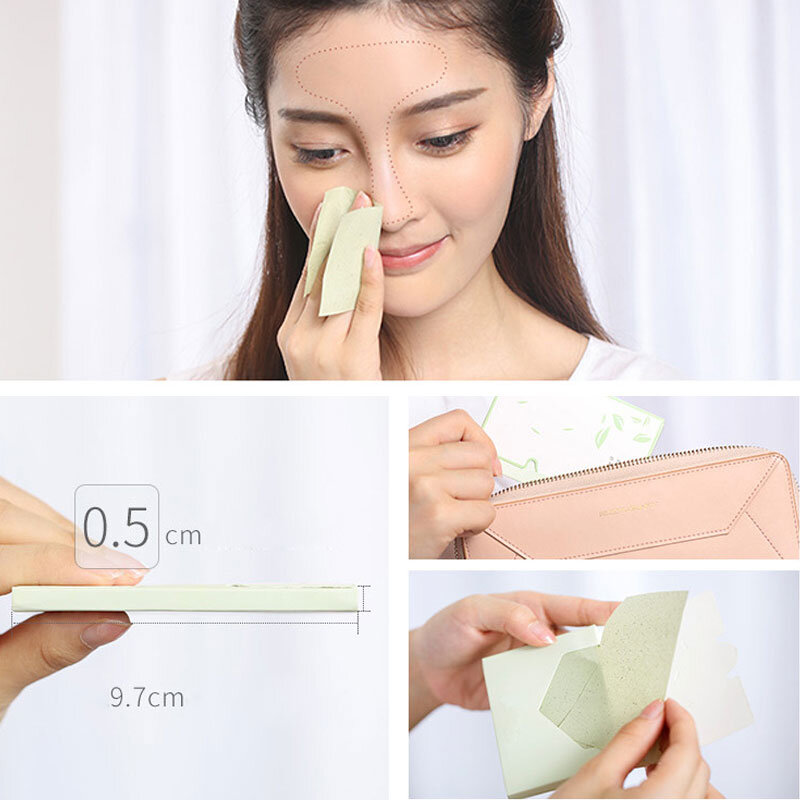 Papier de soie absorbant l'odeur de thé vert, 500 feuilles/paquet, nettoyant pour le visage, outil de nettoyage pour le visage