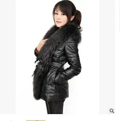 Mais novo womens quente falso gola de pele de guaxinim inverno outono preto jaqueta couro falso retalhos casacos outwear k585