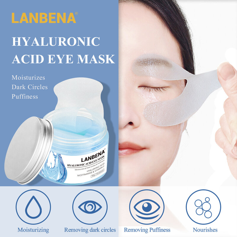 LANBENA Retinol maska na oczy kwas hialuronowy płatki pod oczy Serum redukuje ciemne koła torby linie oczu naprawa odżywiają ujędrnienie skóry pielęgnacja