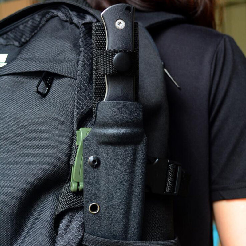 Cuchillo para exteriores EDC K funda Molle clip para cinturón clip para bolsa POM verde, marrón, negro