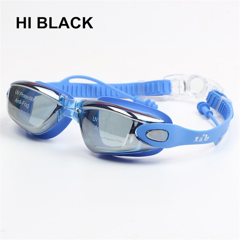 Óculos de natação profissional com miopia de silicone, óculos UV anti-nevoeiro com tampão para homens e mulheres, óculos esportivos dioptria