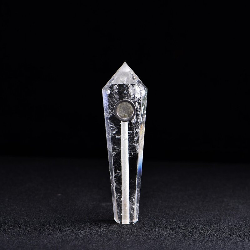Pipa de fumar de cristal blanco de cuarzo transparente Natural + colador, Varita curativa de piedra de cuarzo, Envío Gratis X21