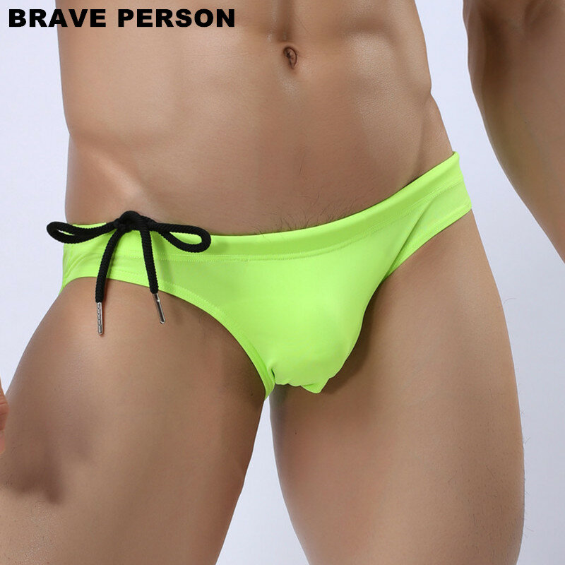 BRAVE PERSON – sous-vêtements en Nylon pour hommes, culotte de plage solide, Bikini taille basse, slip Sexy, nouvelle collection 2019
