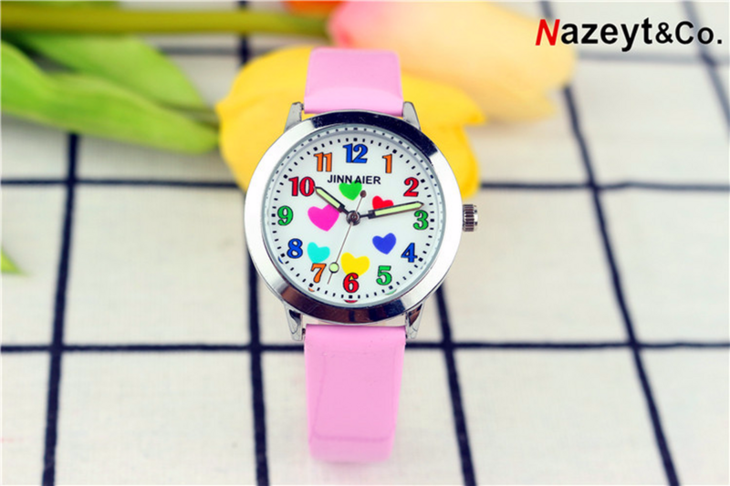 2021 Nieuwe Kleurrijke Liefde Mooie Kinderen Horloge Studenten Gecontracteerd Lichtgevende Riem Quartz Horloge