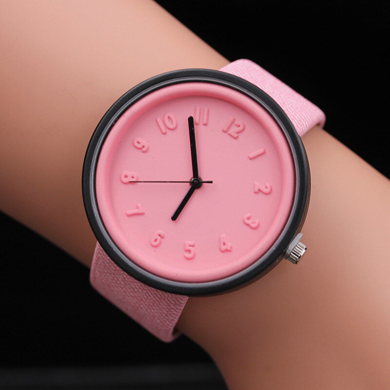 แฟชั่น Unisex นาฬิกาผู้ชายผู้หญิงง่ายสบายๆจำนวนนาฬิกาควอตซ์นาฬิกาข้อมือนาฬิกานาฬิกาน่ารักสำ...