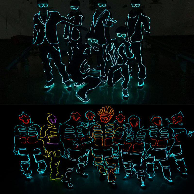 Pita Tali Fleksibel Tahan Air Lampu Garis Led Neon Kabel Kawat EL Bercahaya RGB dengan Casing Baterai untuk Pesta Sepatu Pakaian Mobil
