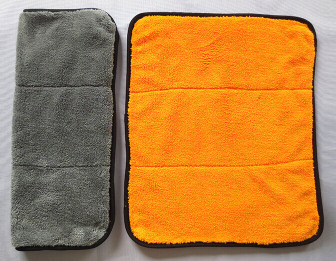 Lavagem de carro dupla cor microfibra toalha limpeza secagem cuidados pano hemming forte absorvente 45x38 cm