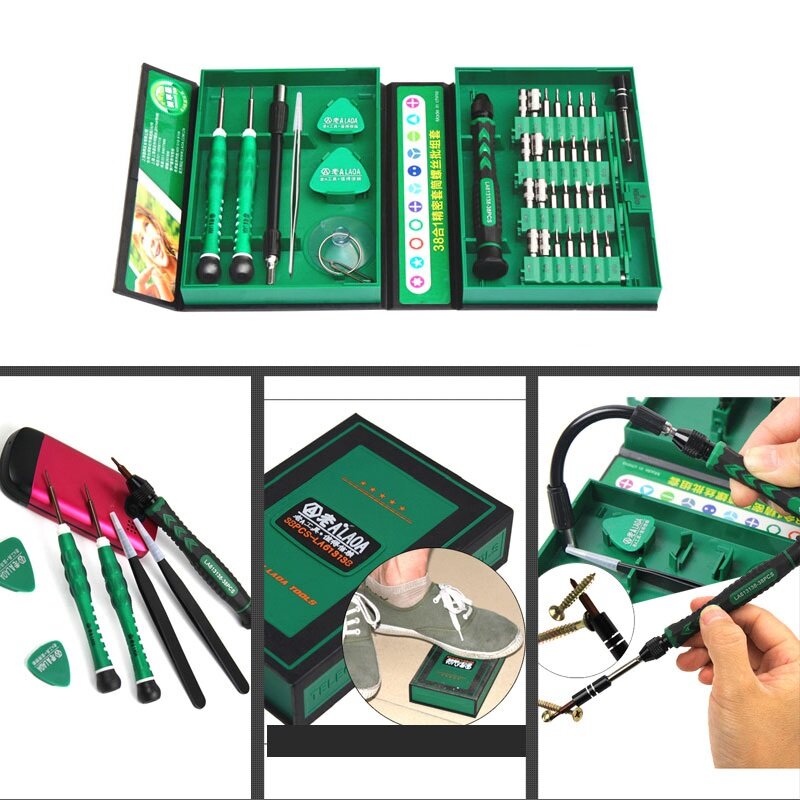 LAOA-Juego de destornilladores y puntas de precisión 38 en 1, kit de herramientas de mano de reparación útiles para móviles y portátiles