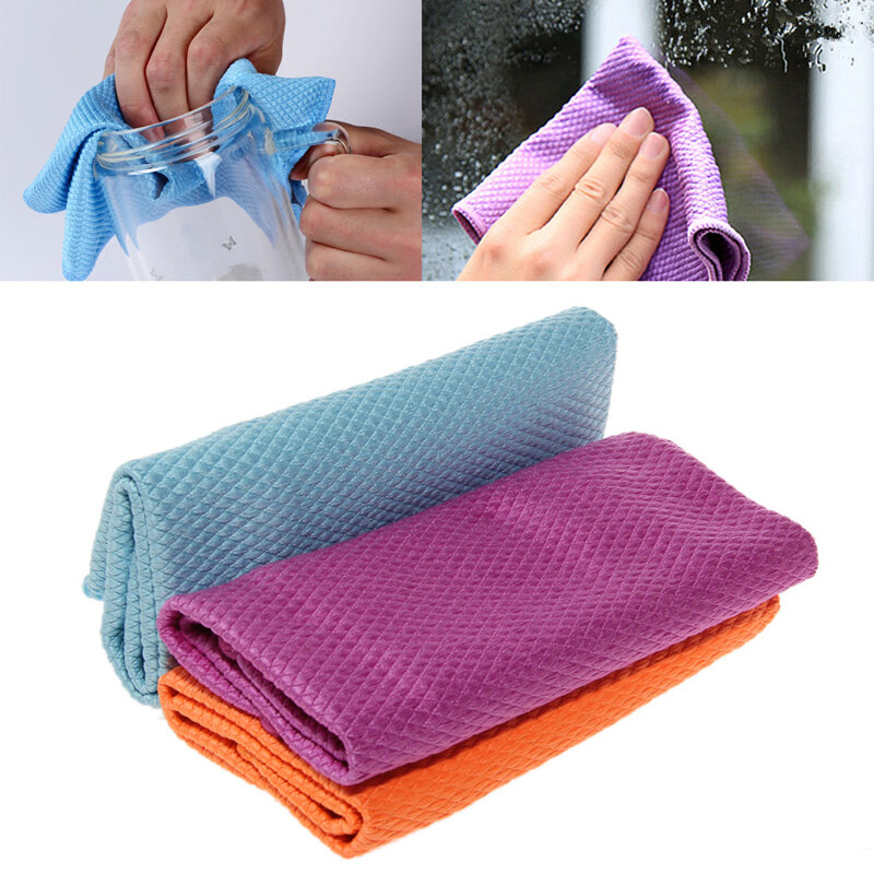 3Pcs Water Absorbable Glass Kitchen Cleaning Cloth Wipes Table Window 30 * 40CM