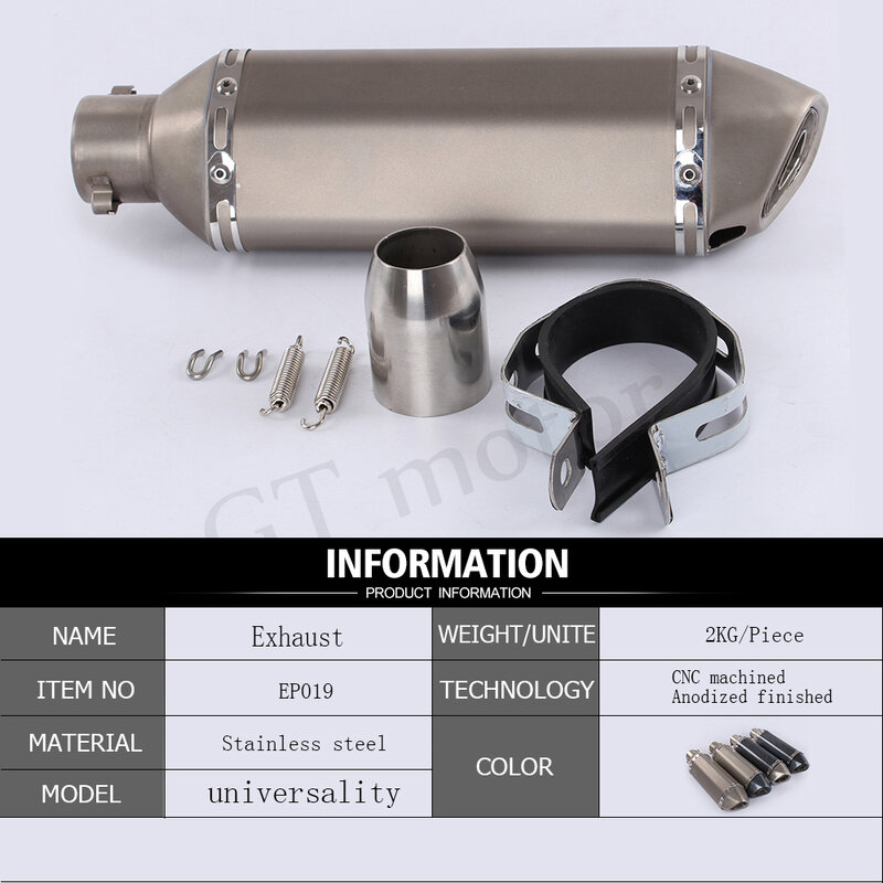 Universal 35-51mm Motorcycle exhaust Modified Scooter Exhaust Muffle GY6 Dirt bike exhaust for HONDA R1 R6 FZ6 Z1000