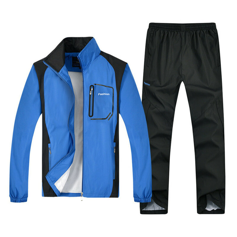 Conjuntos de treino dos homens primavera outono manga longa lazer fino faixa terno novo roupas esportivas para casaco masculino + calças tamanho grande L-5XL