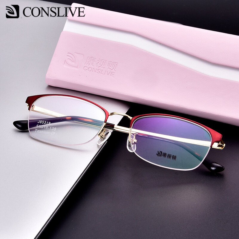 Titanium Recept Bril Vrouwen Progressieve Half Randloze Optische Brillen voor Zicht Bijziendheid Multifocale Vrouwen J85319
