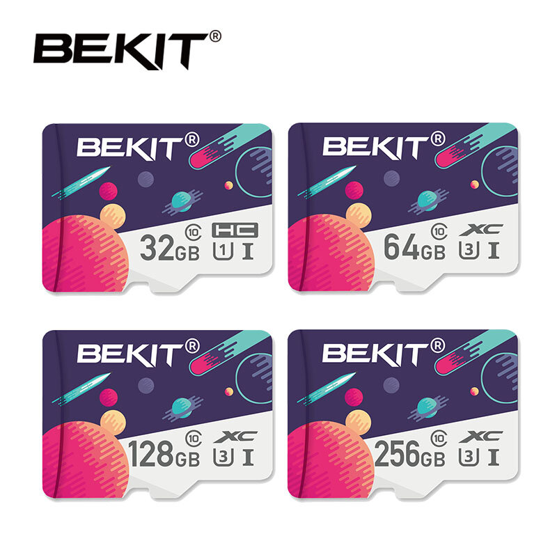 Bekit Memory MiniSD Card 32GB 64GB 128GB 256GB 16GB 8GB Memory TF/SD Flash Card SDXC SDHC Class 10 U1/U3 Flash drive Memory Card