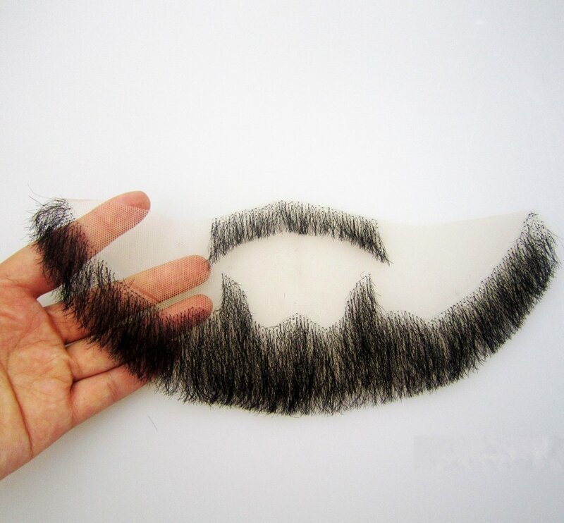 FXVIC-Barba gruesa completamente negra y bigote para hombre barbudo, barba de estilo masculino, muy guapo