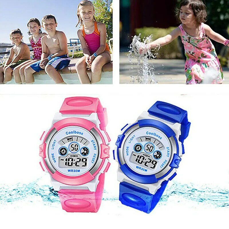 1 sztuk dzieci elektroniczny wodoodporny zegarek dla dzieci Student sport Watch regulowane elektroniczne zegarki podświetlane