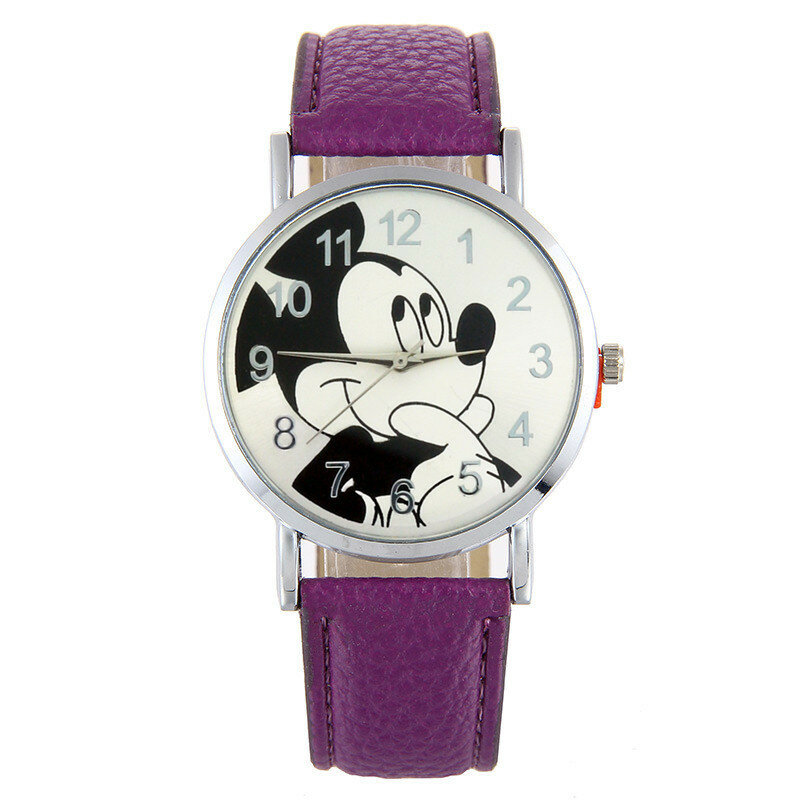Reloj de cuarzo de cuero con dibujos animados para niños y niñas, pulsera de moda informal, reloj de pulsera