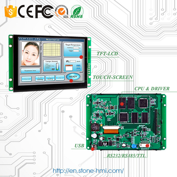 Écran LCD TFT de 10.1 pouces avec contrôleur + logiciel de développement pour contrôle industriel