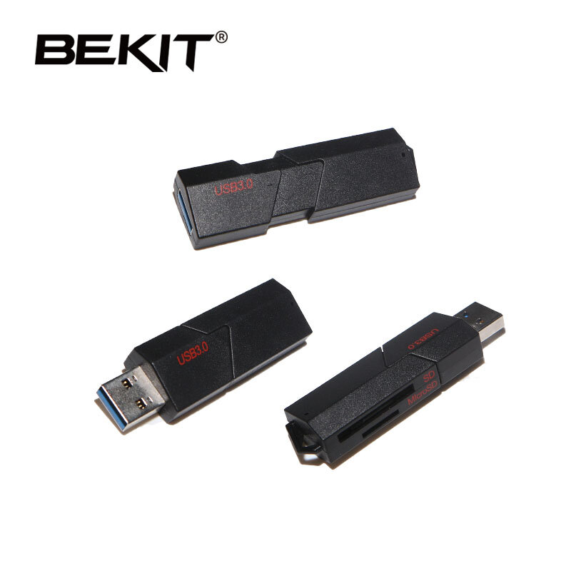Bekit nova velocidade super 5 gbps usb 3.0 leitor de cartão 2 em 1 para micro sd e cartão sd suporte máximo 512 gb sdxc