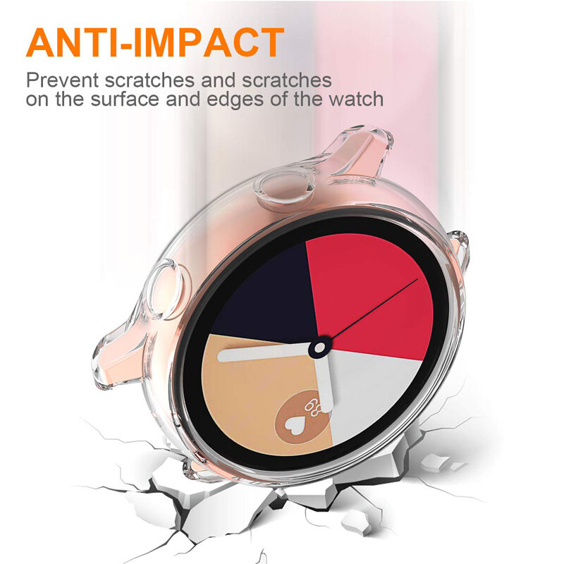 Funda protectora para samsung galaxy watch active 2, cubierta protectora de pantalla completa HD de silicona suave ultrafina, 40/44mm