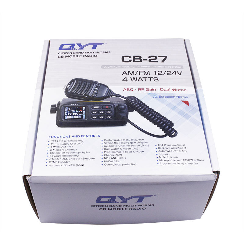 2022. 라디오 26.965-27.405MHz AM/FM 12/24V 4 와트 LCD 스크린 쇼트웨어 시민 밴드 다중 표준 CB 모바일 라디오