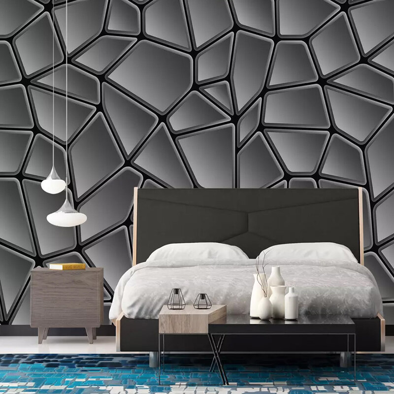 Niestandardowe tapety ścienne nowoczesne proste abstrakcyjna geometria czarny sztuki obraz ścienny salon sypialnia ściana tła wystrój na świeżym powietrzu