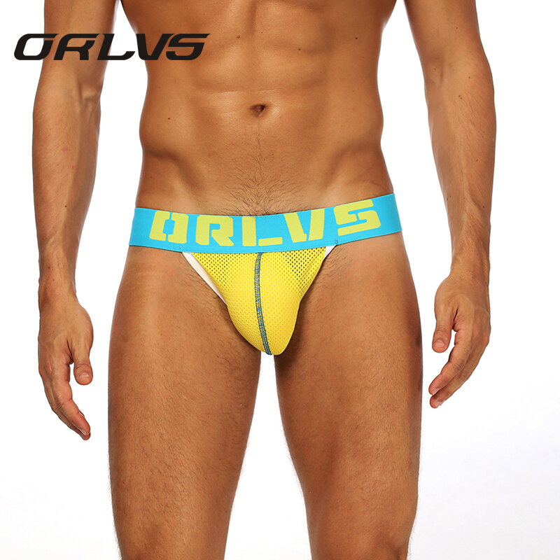 ORLVS سراويل داخلية للرجال حزام رياضي سراويل داخلية مثيرة للرجال سراويل داخلية قطنية ثونج ملابس داخلية للمثليين