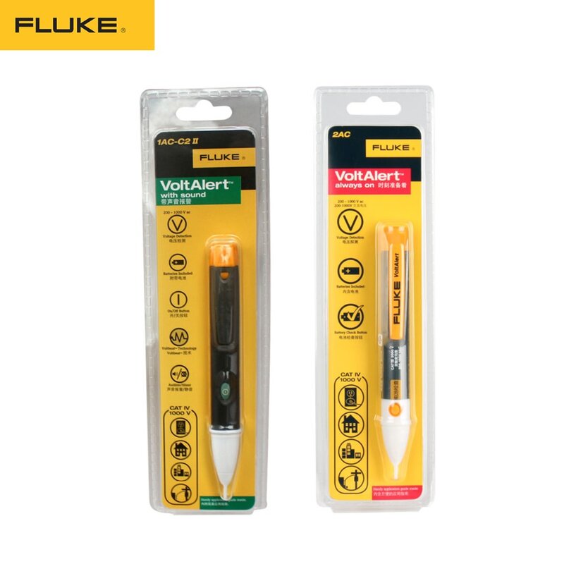 Fluke-sensor de voltagem elétrica, detector de tensão sem contato, caneta de alerta