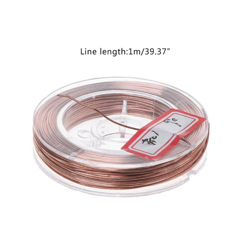 1 rollo 10 metros Dia.0.2/0,3/0,4/0,5/0,6/0,8mm T2 línea de alambre de cobre materiales de bricolaje