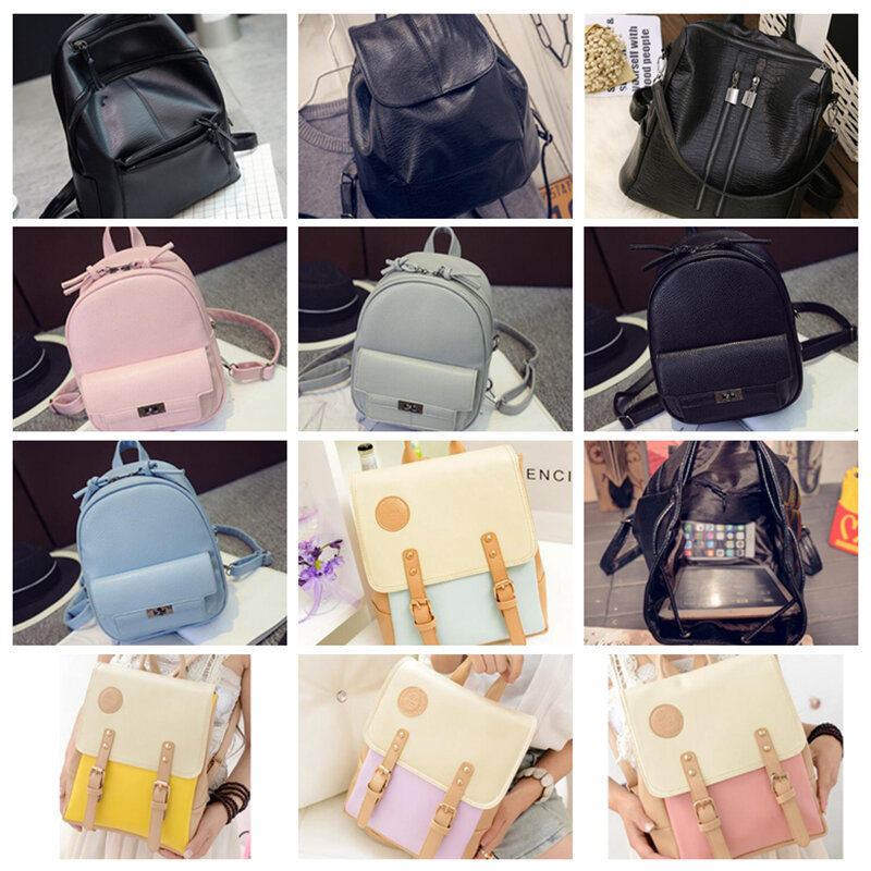 1Pcs Leather Girls Rucksack Women School Backpack Handbag Travel Satchel