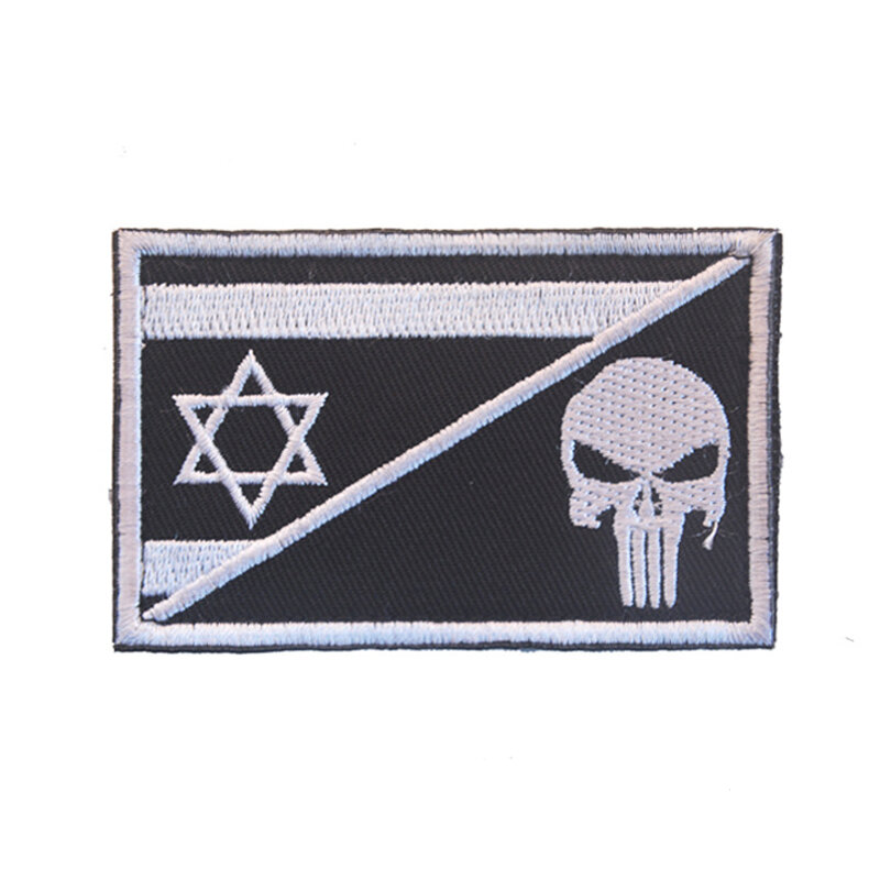 Brassard drapeau israël brodé, Patch tactique en tissu, punisseur, emblème de l'armée à crochet et boucle, Badge de Combat de moral 1 pièce
