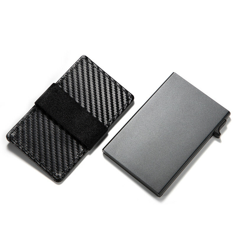 ZOVYVOL-tarjetero de cuero sintético para negocios, billetera de fibra de carbono negra, con bloqueo RFID, novedad de 2019