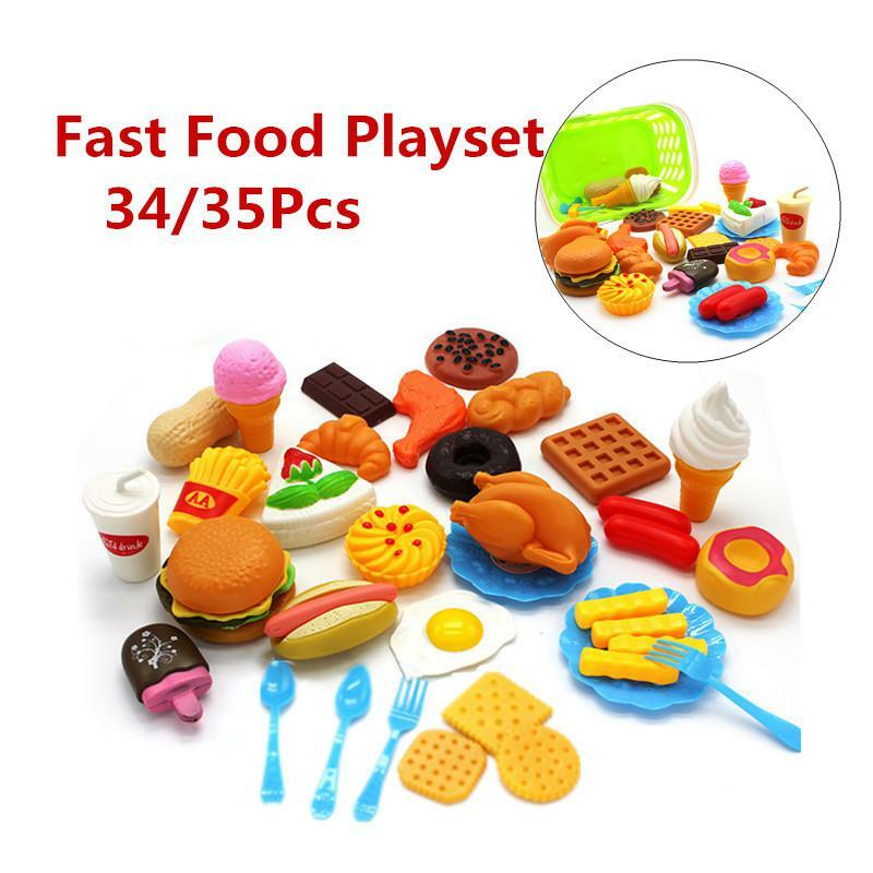 Rccity пластиковый Игровой набор для фаст-фуда, мини гамбургер, картофель фри, хот-дог, мороженое, колы, еда, игрушка для детей, притворяться, под...