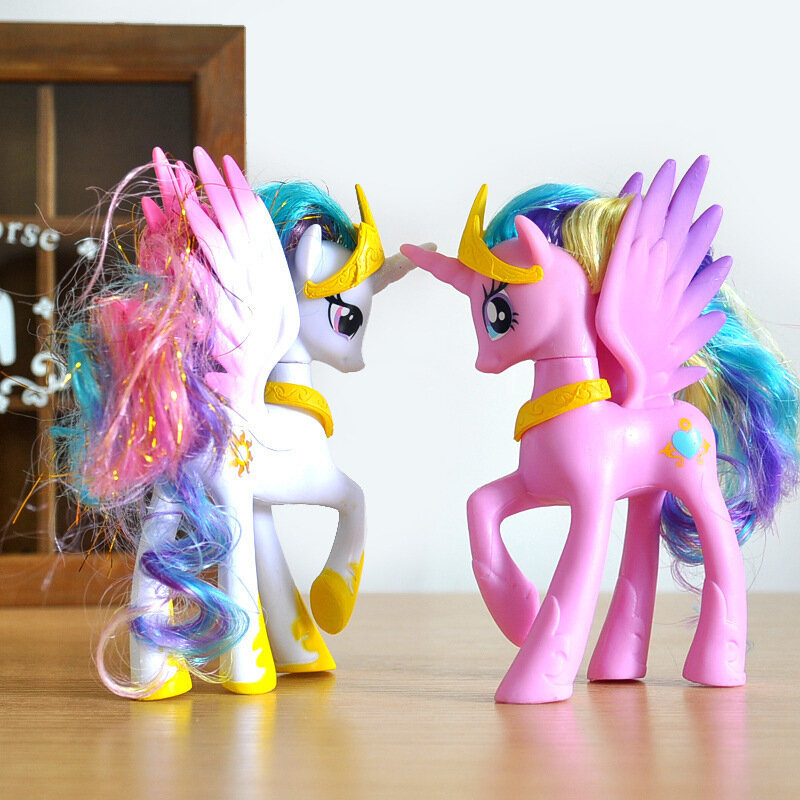14cm Rainbow Dash Unicorn Pony Toys My Little Mini Horse Princess Celestia Luna Pvc Action Figure Collection Model Doll For Girl