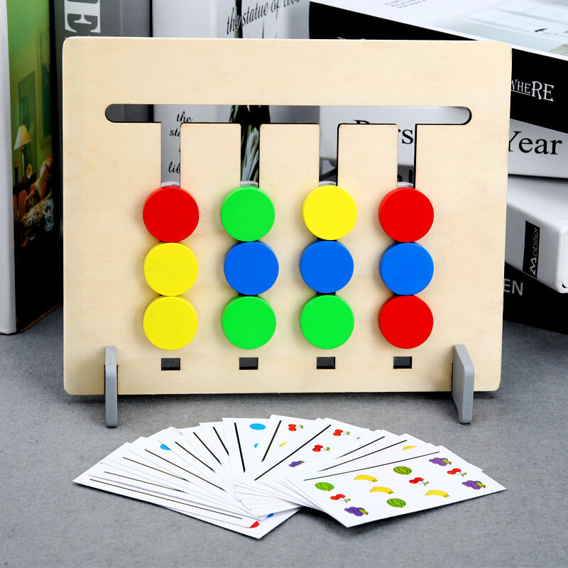 لعبة ألوان وفاكهة مونتيسوري لعبة مطابقة مزدوجة الجوانب تدريب منطقي منطقي ألعاب تعليمية للأطفال لعبة خشبية للأطفال