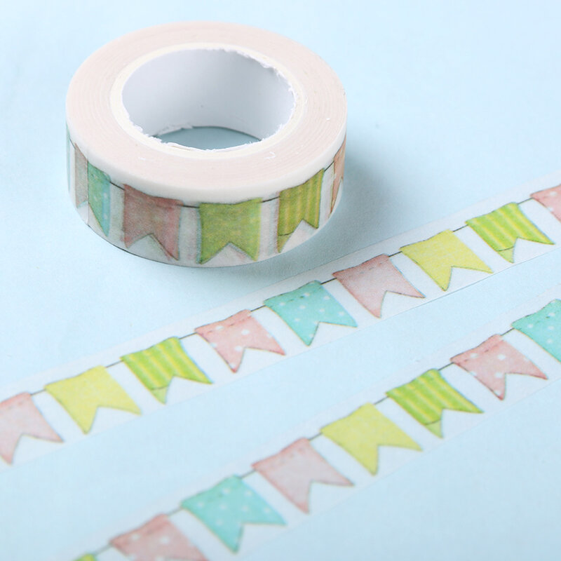 Warna Bendera Kertas Washi Tape DIY Dekorasi Scrapbooking Perencana Masking Tape Pita Perekat Kawaii Stationery