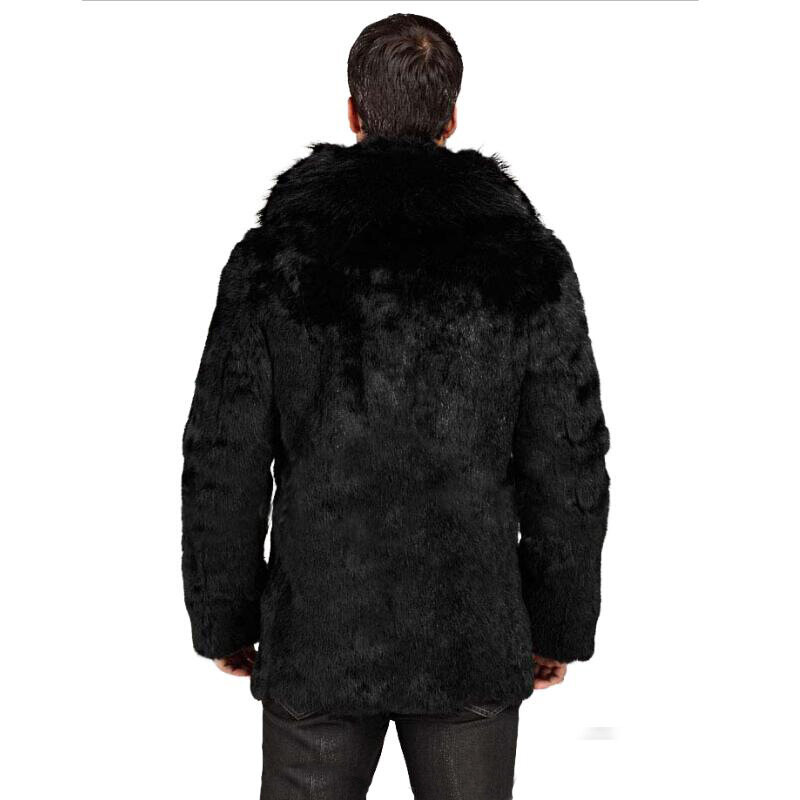 S/4XL Heren Faux Fur Fox Jassen Zwarte Slanke Bontkraag Winter Herfst Menswears Casual Mode Warme Mannelijke Nep bont Jassen Nieuwe D241