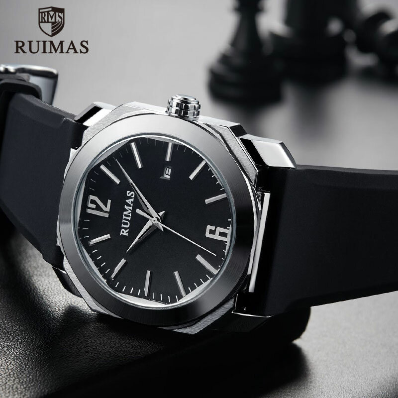 RUIMAS นาฬิกาซิลิโคนนาฬิกาผู้ชายแฟชั่นสบายๆกีฬานาฬิกาควอตซ์ Mens ธุรกิจชายนาฬิกาข้อมือนาฬิกา RN525 ...