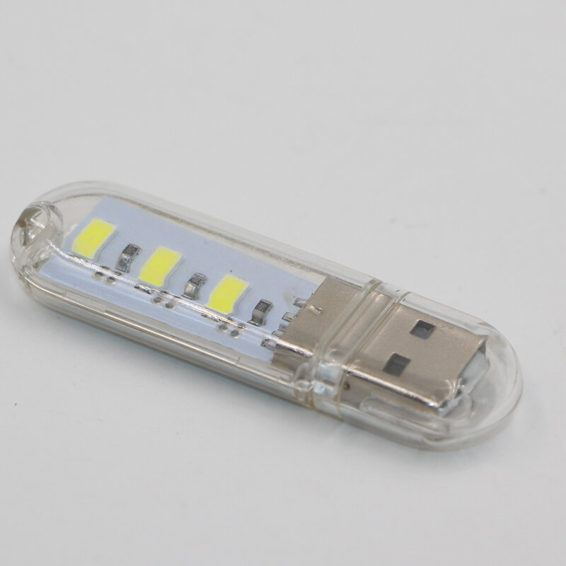 Mini llavero USB portátil, luz nocturna de 3 Led, lectura 5730 SMD, bombilla Led para libro, Banco de energía, ordenador y portátil
