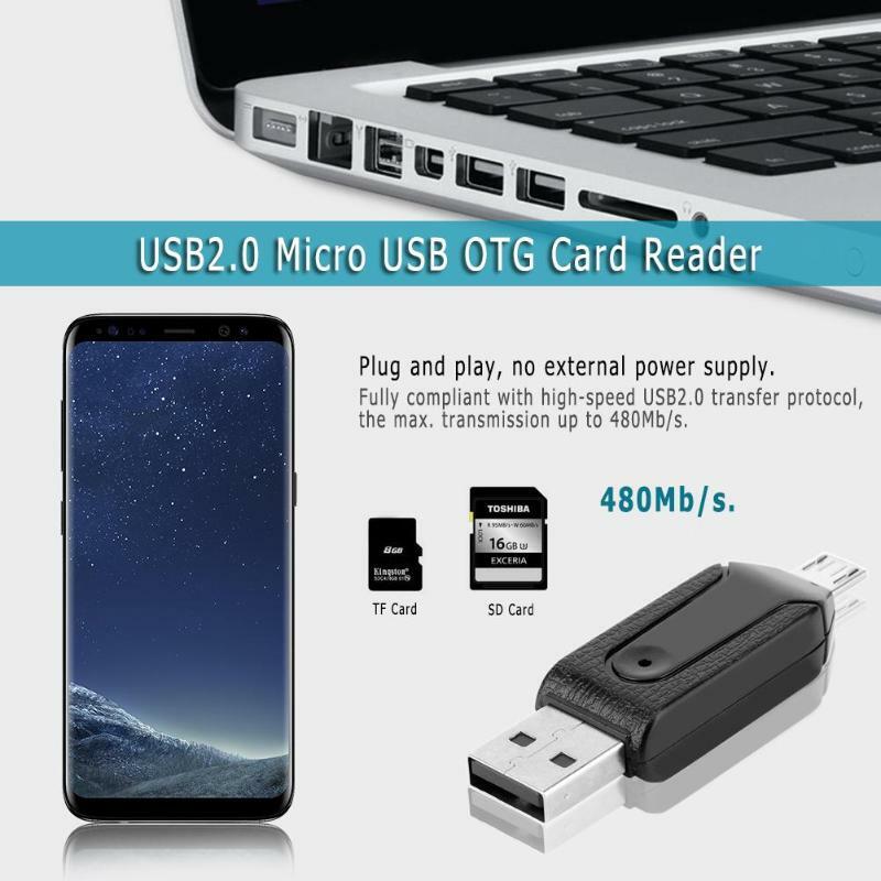 ALLOYSEED-USB 2.0 마이크로 USB OTG 카드 리더, TF SD 메모리 카드 PC 휴대 전화 안드로이드 전화 컴퓨터 노트북