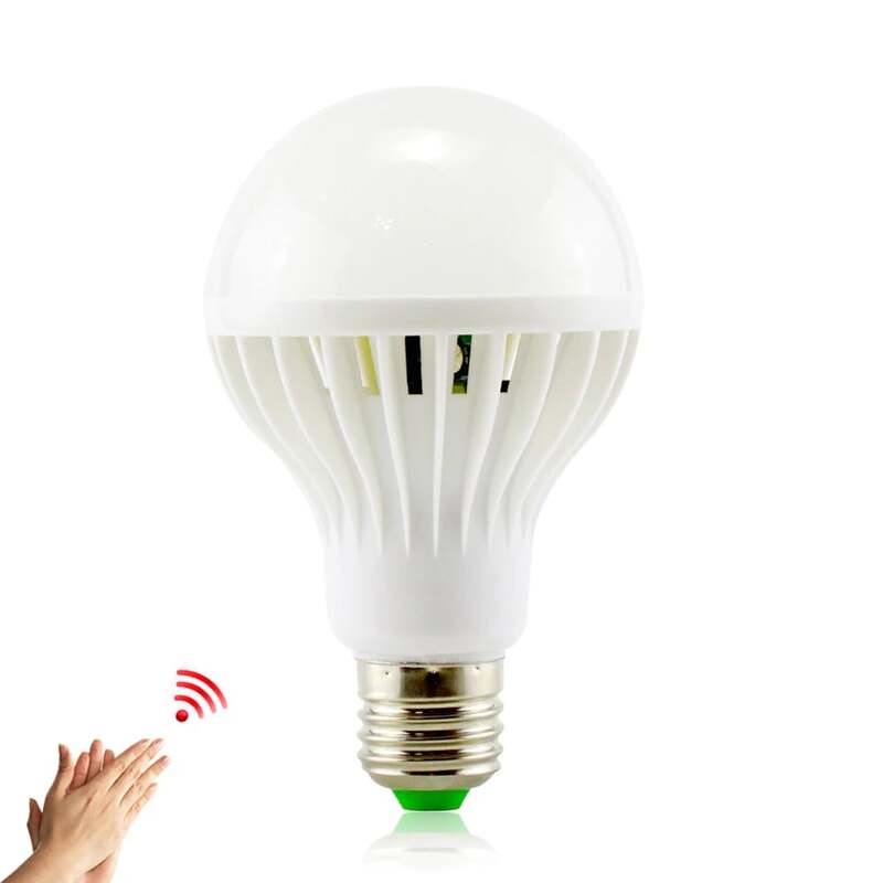 Ynl e27 lâmpada led com sensor de som, 220v, 3w, 5w, 7w, 9w e 12w sensor de luz infravermelho inteligente automático branco