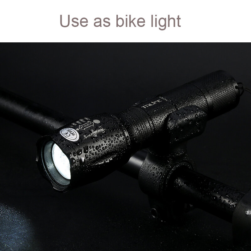 Linterna LED táctica V6 L2, lámpara de Flash LED con zoom, 5 modos de uso, batería recargable de 3 pilas AAA o 1x18650