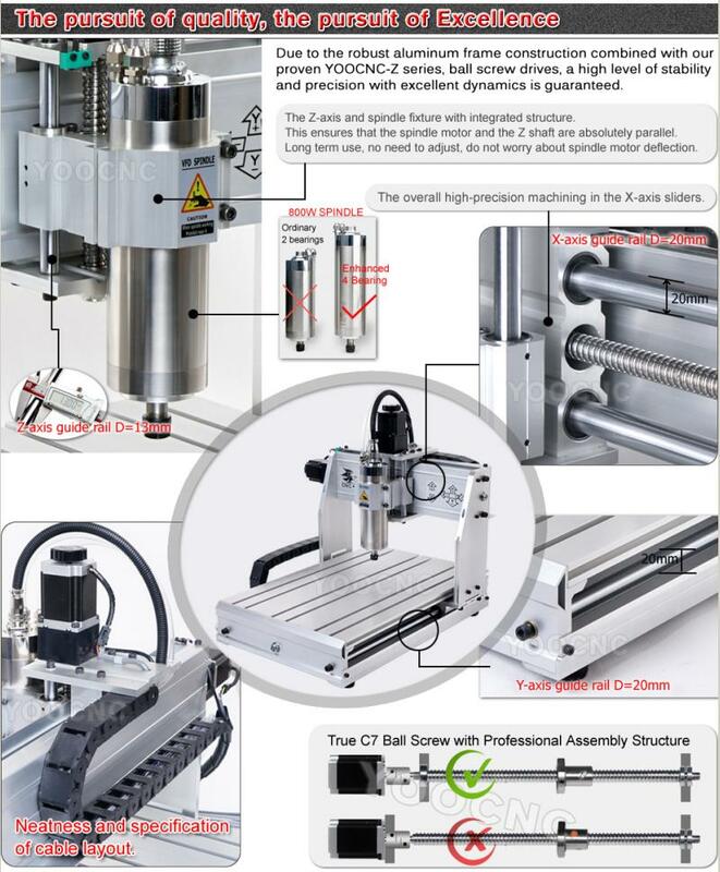 Yoocnc-máquina de perfuração cnc 3040 para carpintaria, 800 w-1500w, fresadora de metal, roteador, porta usb, comunicação